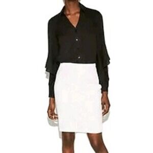 St. John Crepe Pencil Skirt Women Size 6 Silk Lined Professional Back Slit